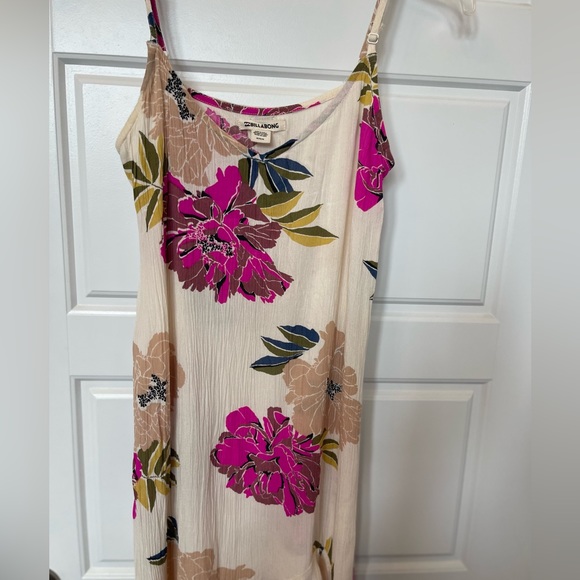 Billabong Kick it Up Floral Print Woman’s Maxi Dress,Cream-Pink-Olive green-Med - Picture 2 of 7